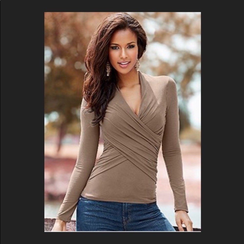 VENUS Surplice Top TAUPE- Size S